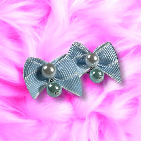 Independent Jewelry - Retro Korean Coquette Faux Simulated Pearl Bow Earrings New on Card Deadstock